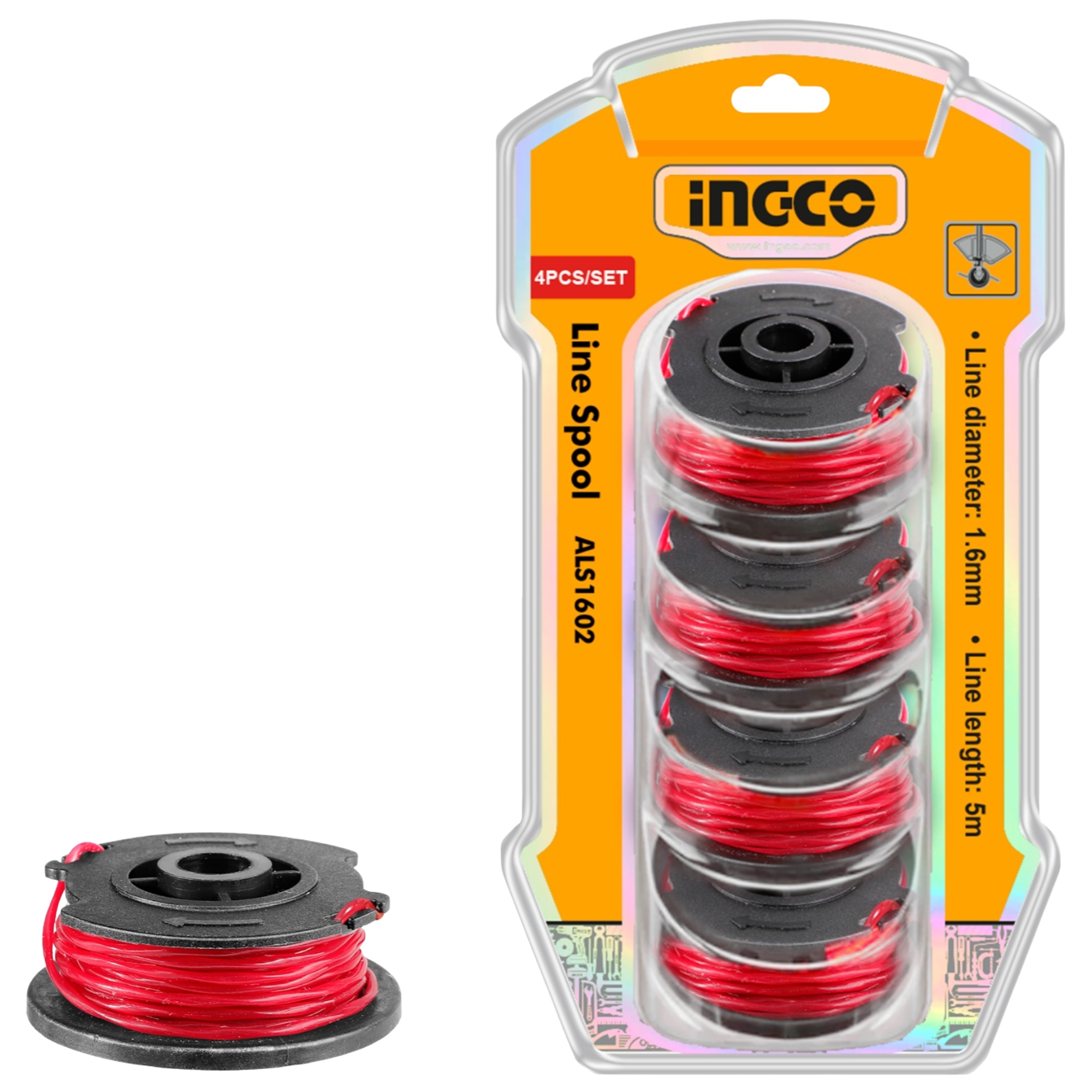 287913 INGCO - Hilo desbrozadora 1.6mm x 05 mts rojo blister con 4pz Ingco