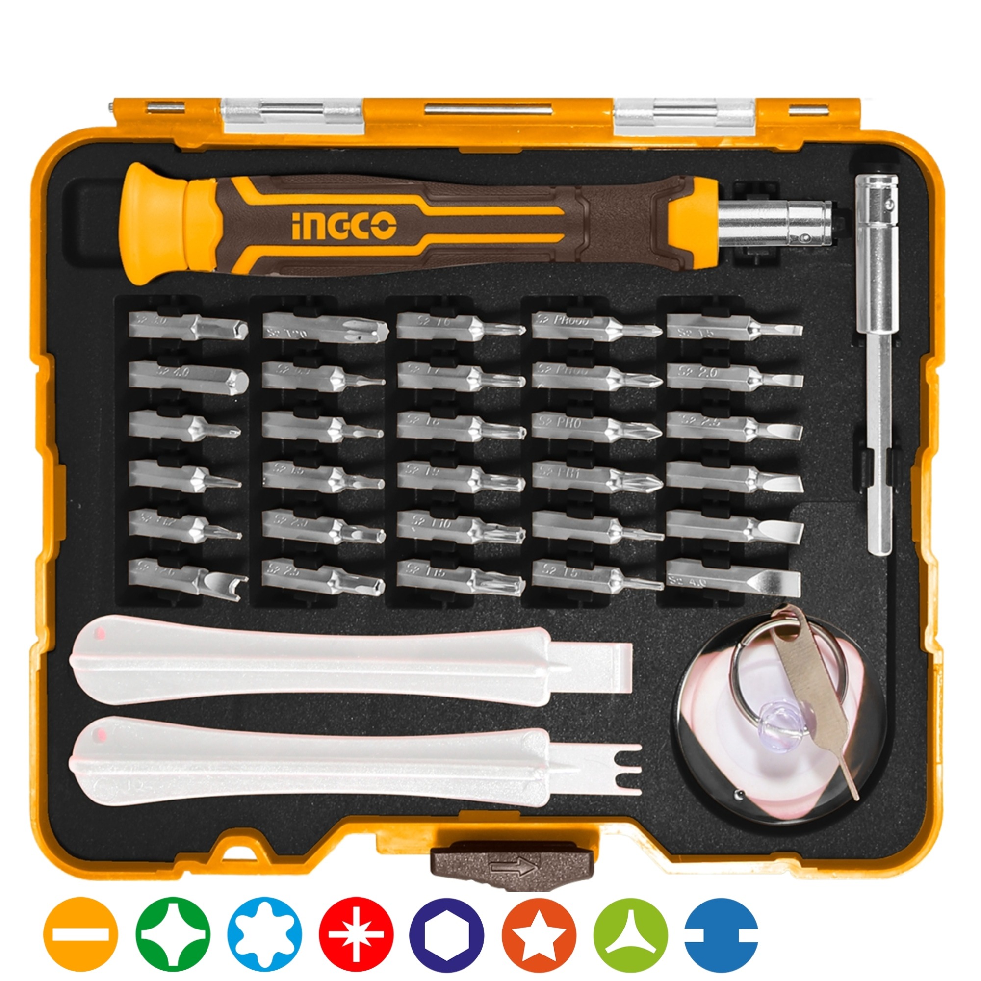287920 INGCO - Juego de reparacion dispositivos desarmador/precision 37pz Ingco
