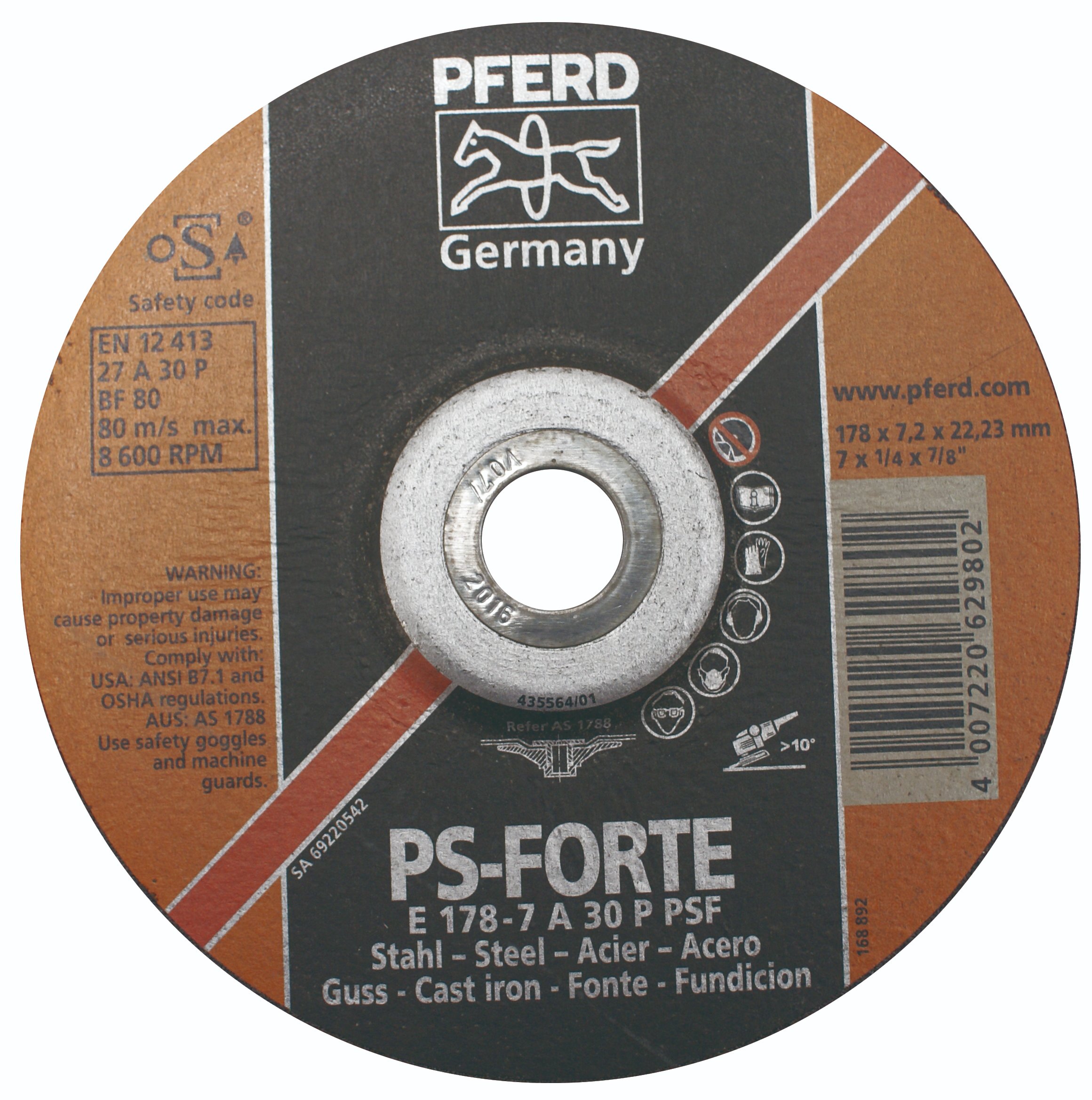 4007 PFERD - Disco desbaste metal 7x1/4x7/8 pferd