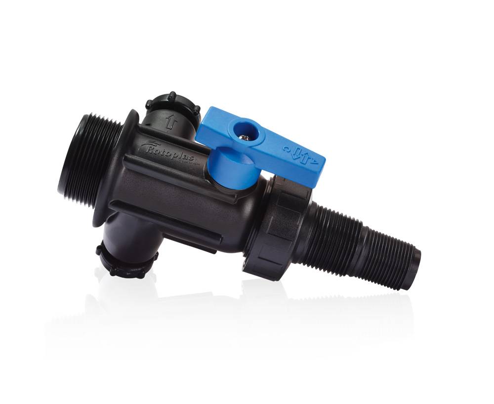 518 ROTOPLAS - Multiconector con valvula y tuerca union para tinaco Rotoplas