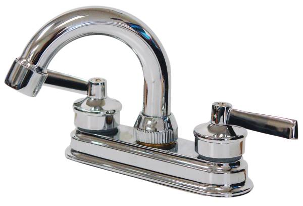 5693 RUGO - Mezcladora lavabo de bronce tipo curvo maneral palanca 1/4 de vuelta cromada 24TP Rugo