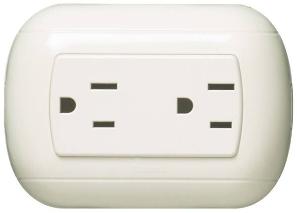 6554 OVAL - Contacto duplex 2p+t blanco Oval Sobreponer Bticino