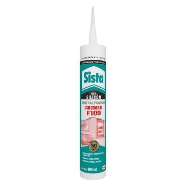 6594 SISTA - Silicon 100% cartucho 300ml transparente F109 Sista
