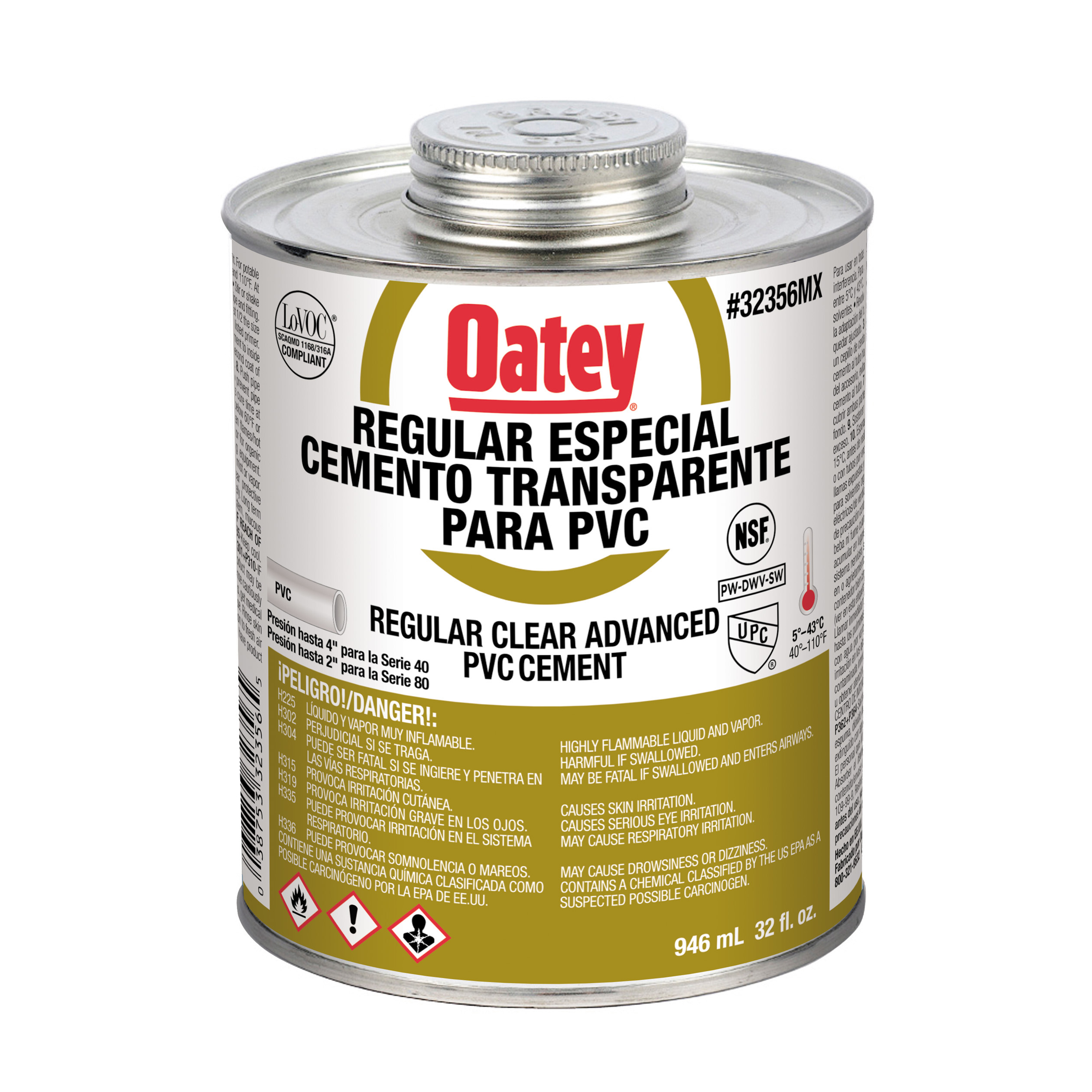 6565 OATEY - Pegamento para PVC 946ml 1lt etiqueta dorada Oatey